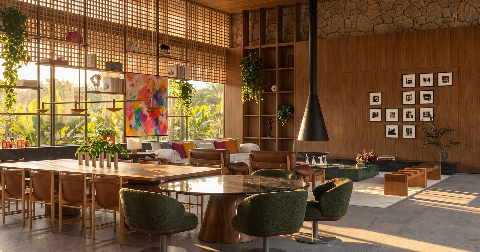 Hall de entrada amplo — Residência Travertino